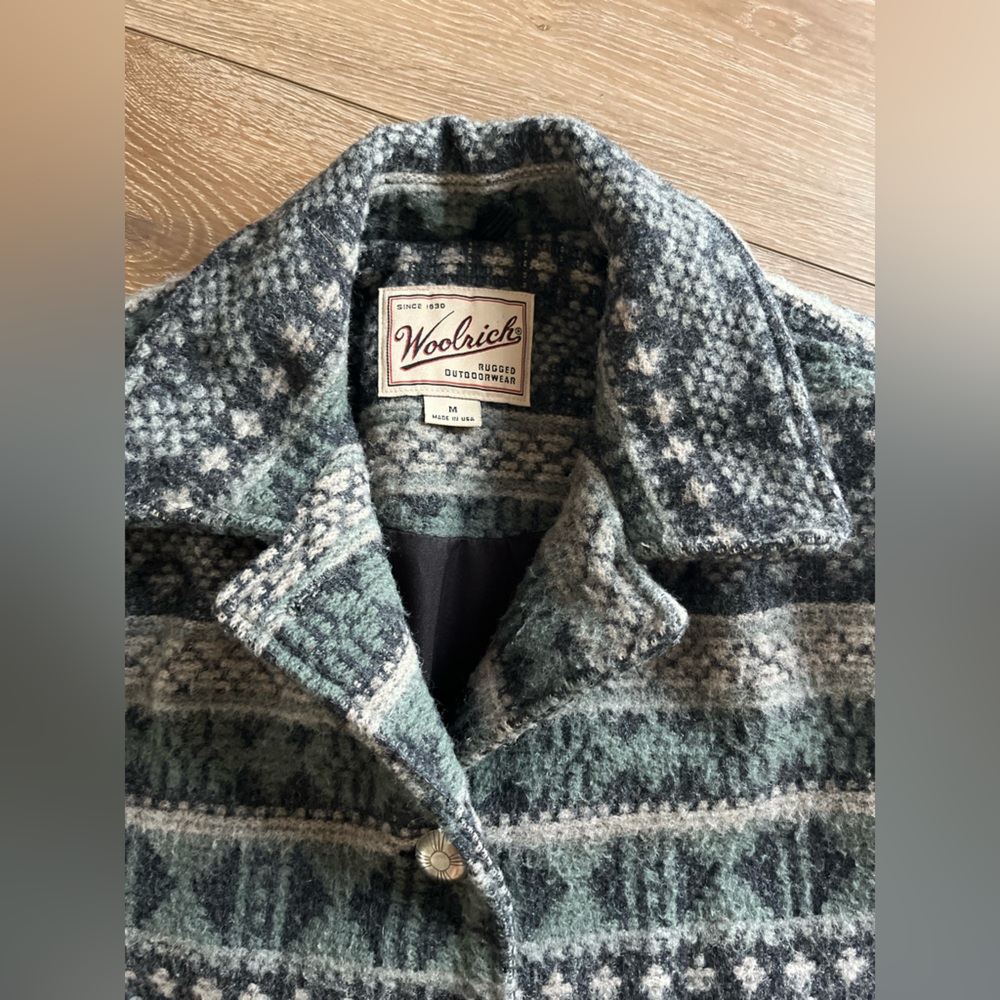 Vintage Gray/Sage Woolrich Wool Blend Jacket Women's Size M Southwestern Style - Picture 2 of 6